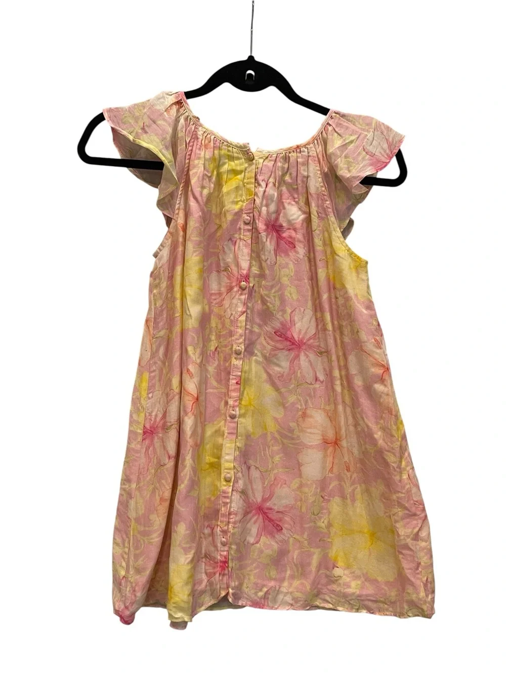 LoveShackFancy Pink Floral Flutter-Sleeve dress for Kids 2/8yrs